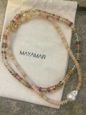 Curated Set of 2 Beaded Necklaces - Topez, Quartz and Freshwater Pearls